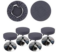 HuaLiSiJi Funda Taburete Redondo 30-40cm Tela Lujosa, Elasticidad Queda Suave y Cómodo Lavable a Prueba de Polvo y Duradero (Gris, 4)