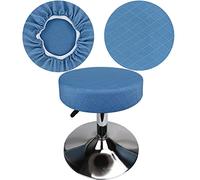 HuaLiSiJi Funda Taburete Redondo 30-40cm Tela Lujosa, Elasticidad Queda Suave y Cómodo Lavable a Prueba de Polvo y Duradero (1 Pcs Azul)