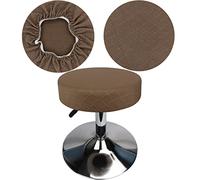 HuaLiSiJi Funda Taburete Redondo 30-40cm Tela Lujosa, Elasticidad Queda Suave y Cómodo Lavable a Prueba de Polvo y Duradero (1 Pcs Deep Khaki)