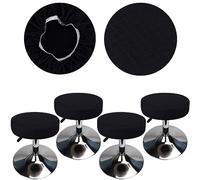 HuaLiSiJi Funda Taburete Redondo 30-40cm Tela Lujosa, Elasticidad Queda Suave y Cómodo Lavable a Prueba de Polvo y Duradero (Negro, 4)