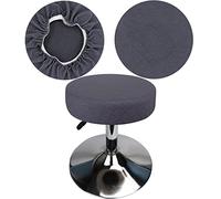 HuaLiSiJi Funda Taburete Redondo 30-42cm Tela Lujosa, Elasticidad Queda Suave y Cómodo Lavable a Prueba de Polvo y Duradero (1Pcs Gris)