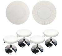 HuaLiSiJi Funda Taburete Redondo Tela Lujosa, Diámetro 30-40cm, Redondo Estirable Resistente A Las Arrugas Lavable Cubierta De Taburete A Prueba De Polvo (4 PCS Blanco)