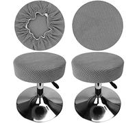 HuaLiSiJi Fundas Taburetes Redondos 30-40cm Fundas para Taburetes de Bar, Estirable Antiarrugas Lavable Antipolvo Suave y Resistente, Cambia la Forma del Taburete en Segundos (2, Gris Claro)