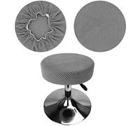 HuaLiSiJi Fundas Taburetes Redondos 30-40cm Fundas para Taburetes de Bar, Estirable Antiarrugas Lavable Antipolvo Suave y Resistente, Cambia la Forma del Taburete en Segundos (1, Gris Claro)