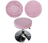 HuaLiSiJi Fundas Taburetes Redondos 30-40cm Fundas para Taburetes de Bar Tela Lujosa, Estirable Antiarrugas Lavable Antipolvo Suave y Resistente, Cambia la Forma del Taburete en Segundos (1, Rosa)