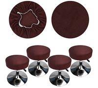 HuaLiSiJi Fundas Taburetes Redondos 30-40cm Fundas para Taburetes de Bar Tela Lujosa, Estirable Antiarrugas Lavable Antipolvo Suave y Resistente, Cambia la Forma del Taburete en Segundos (4,Café)