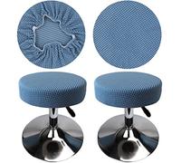 HuaLiSiJi Fundas Taburetes Redondos 30-40cm Fundas para Taburetes de Bar Tela Lujosa, Estirable Antiarrugas Lavable Antipolvo Suave y Resistente, Cambia la Forma del Taburete en Segundos (2, Azul)
