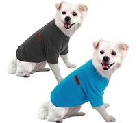 HuaLiSiJi Jersey Perro Pequeño Jersey de Algodón para Perros,Colores Encantadores, Tejidos Lujosos, Suaves y Cómodos, Fáciles de Usar y Quitar para Mantenerse Calientes (L, Azul+Gris)