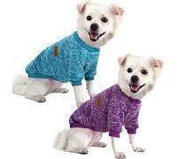 HuaLiSiJi Jersey Perro Pequeño Sudaderas para Perros Jersey Chihuahua Jersey Gato, Es un Tejido Bastante Cómodo, Suave y Cálido para el Animal y Fácil de Poner (Azul+Morado,M)