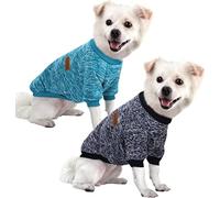 HuaLiSiJi Jersey Perro Pequeño Sudaderas para Perros Jersey Chihuahua Jersey Gato, Es un Tejido Bastante Cómodo, Suave y Cálido para el Animal y Fácil de Poner (Azul+Azul Marino,M)