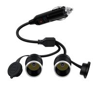 HuaLiSiJi Mechero Coche Doble 12V 24V Mechero Coche Cable 1 Macho 2 Hembra Conector 16AWG, para Motocicleta, Coche, Barco (30 cm)