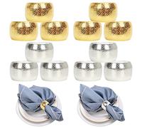 HuaLiSiJi Servilleteros Individuales Plateados Anillos de Servilletas Metal 12 Piezas, para Navidad Acción de Gracias Boda Fiesta Cena Familiar (Dorados+Plata)