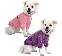 HuaLiSiJi Suéter para perros pequeños Chihuahua Ropa Cachorro Perros Sudadera con Capucha Cálida y Ligera, Con Una Textura Suave, Elasticidad Fácil de Usar (Rosa+Lila, S)