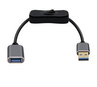 HuaLiSiJi USB 3.0 Cable con Interruptor Cable Prolongador Cable USB Macho Hembra Datos 5Gbps y Suministro de Energía, Interfaz Dorada, Carcasa de Aleación de Aluminio (Nero, 1 m)