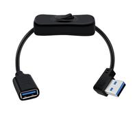HuaLiSiJi USB 3.0 Cable con Interruptor Cable USB 3.0 Macho Hembra con Interruptor, Soporte para Transmisión de Datos 5Gbps y Suministro de Energía, para Computadoras Portátiles (Derecha, 0.3m)