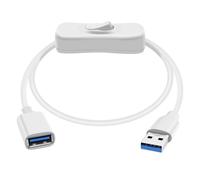 HuaLiSiJi USB 3.0 Cable con Interruptor Cable USB 3.0 Macho Hembra con Interruptor, Soporte para Transmisión de Datos 5Gbps y Suministro de Energía, Adecuado para Computadoras Portátiles (Blanco1.5m)