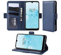 HualuBro Funda para Huawei Y6p, Funda Libro de Cuero PU Premium con Ranura para Tarjetas y Cartera Flip Cover Magnético Carcasa para Huawei Y6p Case (Azul)