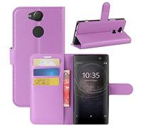HualuBro Funda Sony Xperia XA2, [Protección Todo Alrededor] Premium PU Cuero Leather Billetera Wallet Carcasa Case Flip Cover para Sony Xperia XA2 (Morado)