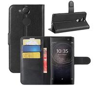 HualuBro Funda Sony Xperia XA2, [Protección Todo Alrededor] Premium PU Cuero Leather Billetera Wallet Carcasa Case Flip Cover para Sony Xperia XA2 (Negro)