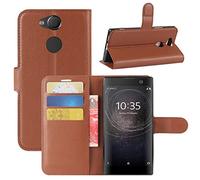 HualuBro Funda Sony Xperia XA2, [Protección Todo Alrededor] Premium PU Cuero Leather Billetera Wallet Carcasa Case Flip Cover para Sony Xperia XA2 (Marrón)