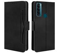 HualuBro Funda TCL 20 SE, Funda Libro de Cuero PU con Ranura para Tarjetas Tapa Flip Case Cover Magnético Billetera Carcasa para TCL 20 SE / 20SE Funda, Negro