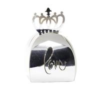 Huamengyuan Cajas de caramelo de boda huecas, 50 unids elegante melocotón rosa corona corte hueco boda favor caja amor chocolate caramelo caja de papel en stock plata oscura