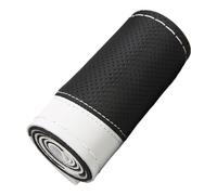 Huamengyuan Funda para volante de coche cosida a mano de piel de microfibra, color blanco, adaptada a un diámetro de 38 cm