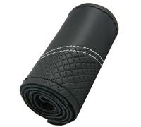 Huamengyuan Funda para volante de coche cosida con hilo blanco, adaptada a un volante de 38 cm de diámetro
