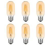 HUAMu 6 Unidades 6W T45 LED Bombilla de Filamento, Retro Bombilla, Estilo de Edison,220-240V, E27, Luz Blanca Cálida 2700K, 6W LED Bombilla Sustituye a 50W bombilla incandescente (6 Pack)