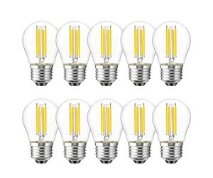 HUAMu E27 LED ahorrador de energía, vela incandescente 4W 40W bombilla incandescente equivalente, no regulable, luz del día 6500K, bombilla transparente g45, 400 lúmenes, AC220-240V, 10 por paquete