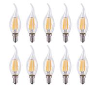 HUAMu Pack de 10 Bombillas Vela de Filamento Flame LED E14, 4W Equivalente a 40W, 400 Lúmenes, Blanco Cálido 2700K, Bombilla Retro Vintage, No Regulable, AC 220-240V