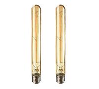 HUAMu Pack de 2 T30 largo tubo bombilla LED 4 W tubo Edison bombilla de filamento de estilo ahumado oro cristal T30 E27 4 W rosca Edison