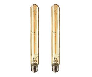 HUAMu Pack de 2 T30 largo tubo bombilla LED 4 W tubo Edison bombilla de filamento de estilo ahumado oro cristal T30 E27 4 W rosca Edison