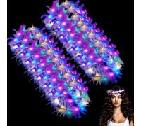 HuaMuDM 16 unidades Diademas Plumas LED Iluminadas,Plumas Diadema Corona LED,Pluma LED Diadema Mujeres