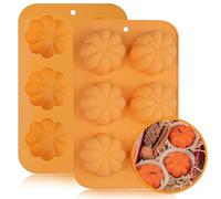 HuaMuDM 2 piezas Molde de silicona para magdalenas de calabaza 3D,calabaza molde bombones,Molde de calabaza 3D de Halloween,formas de calabaza moldes para fiesta de Halloween