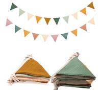 HuaMuDM 2pcs banderines,Bunting,Banderines Triangulares,Banderines Tela,Guirnalda Banderines,Banderines Fiesta,Banderines Cumpleaños,Multicolor Banderines,Bandera Banderín