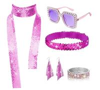 HuaMuDM Accesorios de Discoteca,70s Disfraz Disco,Glitter Costume Disco Outfit,70s80s Discoteca Fiesta Temática,Espectáculo de Jazz,Carnaval,Fiesta (D)