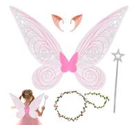 HuaMuDM Alas de Hadas para Adultos,Alas de Mariposa,Elf Ears,Varita Mágica,Flower Wreath, Halloween,Navidad,Carnaval,Fiesta Temática