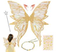 HuaMuDM Alas de Hadas para Adultos,Alas de Mariposa, Elf Ears,Varita Mágica,Flower Wreath,Pegatinas, Halloween,Navidad,Carnaval,Fiesta Temática
