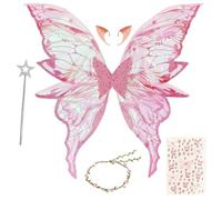 HuaMuDM Alas de Hadas para Adultos,Alas de Mariposa, Elf Ears,Varita Mágica,Flower Wreath,Pegatinas, Halloween,Navidad,Carnaval