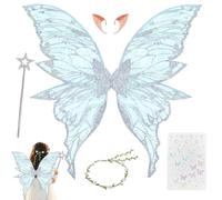 HuaMuDM Alas de Hadas para Adultos,Alas de Mariposa,Elf Ears,Varita Mágica,Flower Wreath,Pegatinas, Halloween,Navidad,Carnaval,Fiesta Temática
