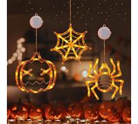 HuaMuDM Decorativa de Halloween,3 Piezas Luz LED para Ventana con Ventosa,Luces LED Halloween Colgantes,für Ventana,Innen Tür Haus Balcón Fiesta