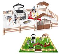 HuaMuDM Juguetes Estables para Caballos, Caballo Juguete con Valla, Establo Caballos Juguete con Figuras Caballos, Caballo Granja Juguete， Establo Caballos Juguete， Horse Club con Caballos