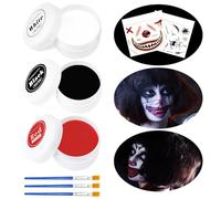 HuaMuDM Maquillaje Halloween, Pintura Cara Halloween Maquillaje Makeup, Pintura Facial Maquillaje 150g Pintura Cara Halloween, Maquillaje Blanco Negro Rojo, para Teatral Halloween Carnaval Fiesta