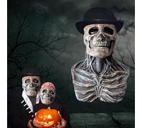 HuaMuDM Máscara de Calavera, Máscara Esqueleto, Máscara Calavera Halloween, MáScara Completa CráNeo, Máscara Halloween con mandíbula móvil, espeluznante máscara de esqueleto 3D de látex natural