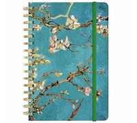 Huamxe Cuaderno de espiral con forro de tapa dura para mujeres, 21,3 x 15,2 cm, 160 páginas de papel grueso, lindos cuadernos estéticos florales a rayas para escribir el trabajo, flor verde