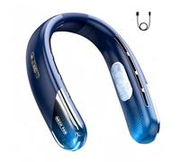 Huang Jia Ventilador de Cuello USB Recargable Portátil Silencioso Colgante Ventilador Cuello con Refrigeración Ajustable Potente Neck Fan Ventilador Pequeño Mesa Viento 360 Grados (Azul)