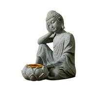 HUANGANG Figura de Budas meditando con soporte para velas, estatua de jardín y decoración de interiores