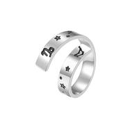HUANGBONIG 2 anillos abiertos de acero de titanio con doce constelaciones para hombres y mujeres en Europa y América, Metal