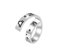HUANGBONIG 2 anillos abiertos de acero de titanio con doce constelaciones para hombres y mujeres en Europa y América, Metal